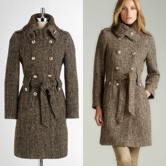 Calvin Klein Brown Tweed Trench Coat